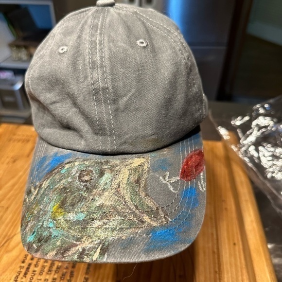 Fishing cap. Hand painted. 100 percent cotton cap - Picture 1 of 3